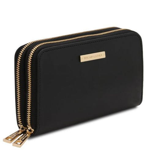 Gaia - Double zip around leather wallet